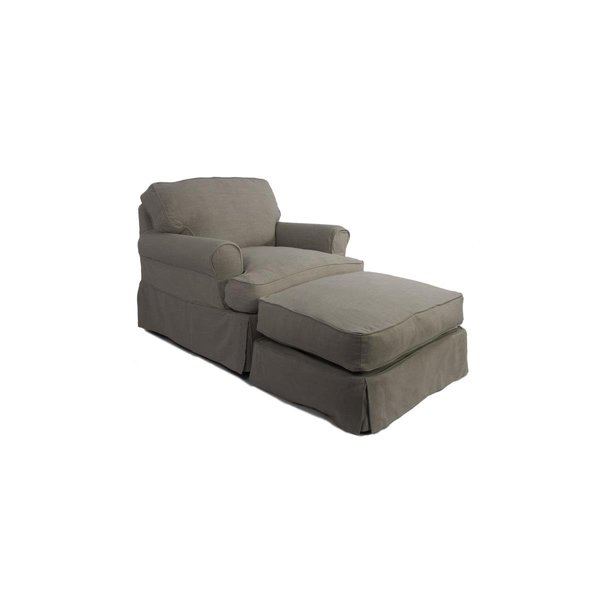 Next2Nature 18 x 33 x 25 in. Horizon Slipcovered Chair &  Ottoman - Light Grey NE1209171